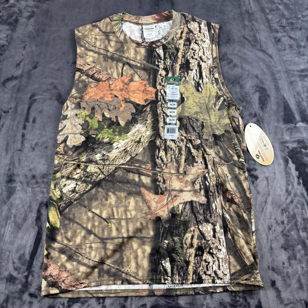 Mossy Oak Sleeveless T-Shirt Mens Medium Brown Camo Break-Up Country Tank Top